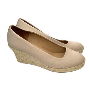 J. Crew Espadrille Linen Wedge Heel Dress Shoes Tan Size 10